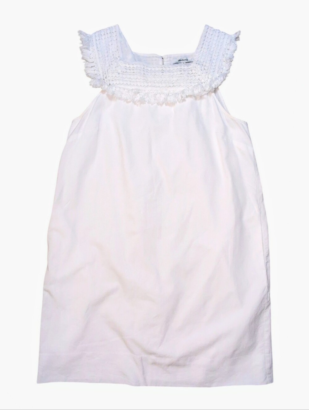 Madewell Sundream Fringe White Dress A-line Lined Pockets Women's Size 10
